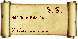 Wéber Béla névjegykártya